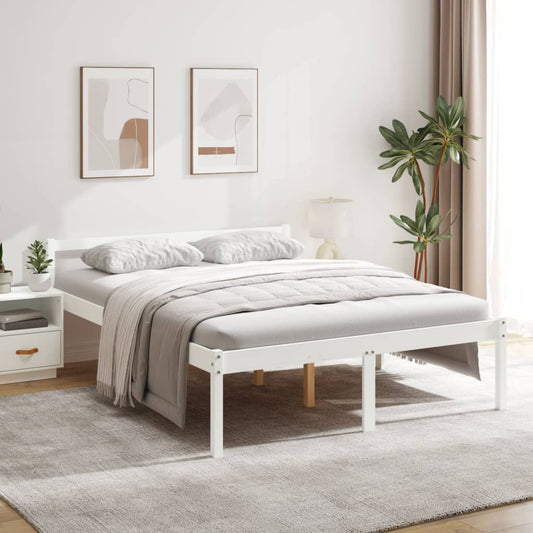 Bed Frame | White | Solid pine wood | King Size | Bed Frame | Rectangular
