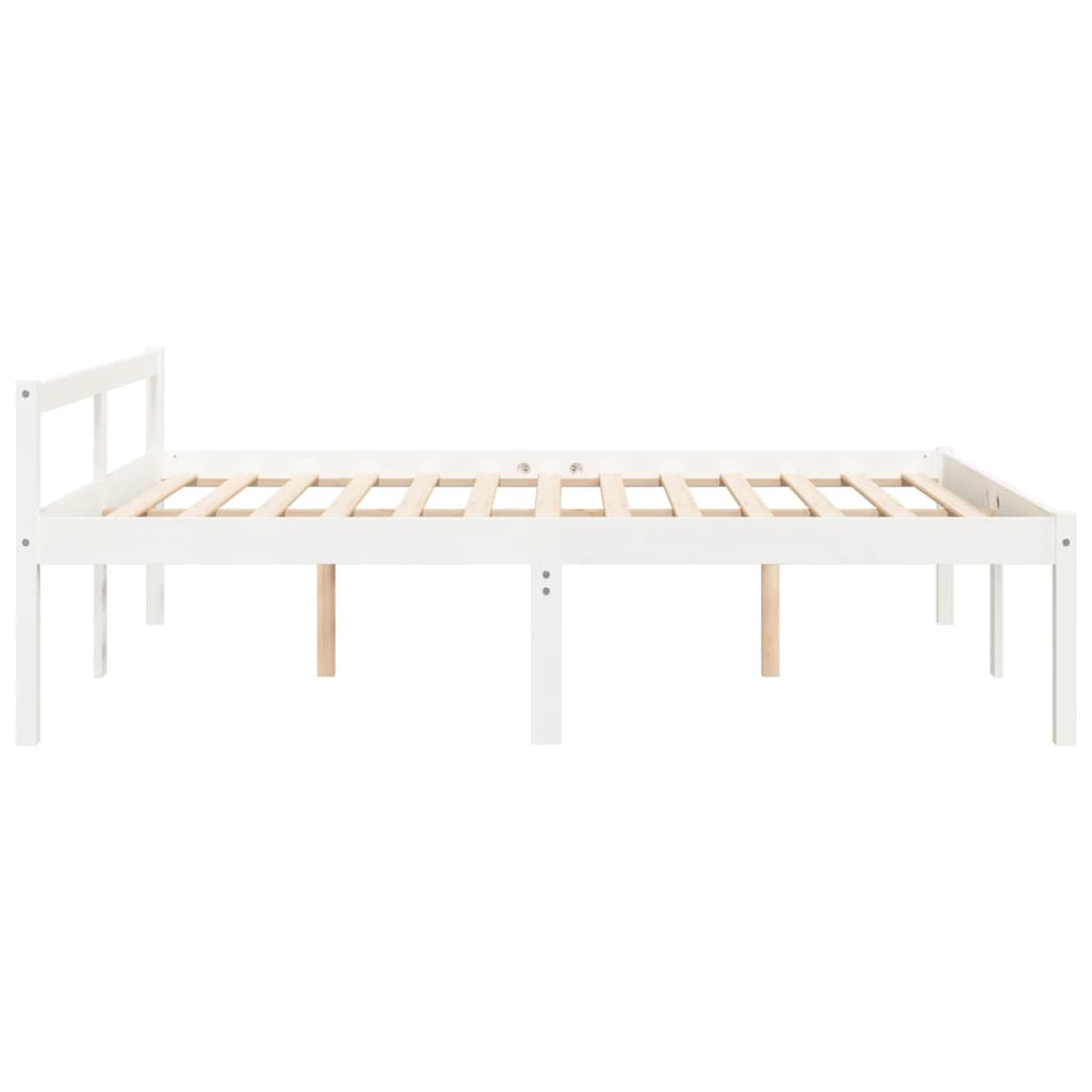 Senior Bed without Mattress White 160x200cm Solid Wood Pine