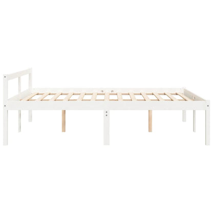 Senior Bed without Mattress White 160x200cm Solid Wood Pine