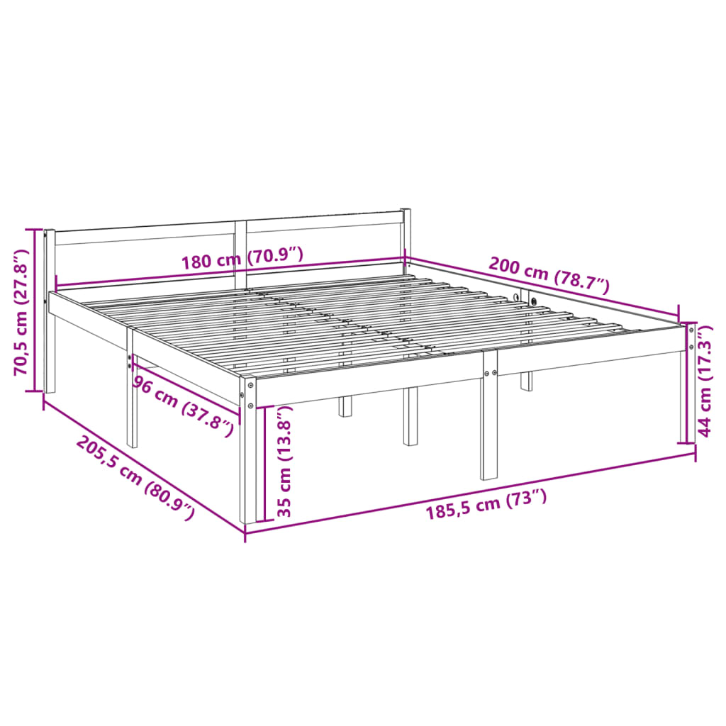 Senior Bed without Mattress 180x200cm Super King Size