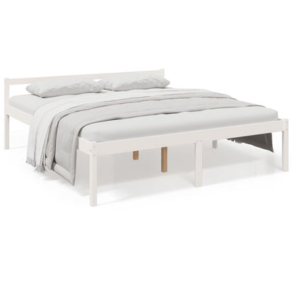Senior Bed without Mattress White 200x200cm Solid Wood Pine