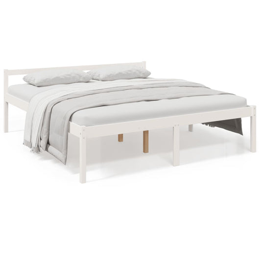 Senior Bed without Mattress White 200x200cm Solid Wood Pine
