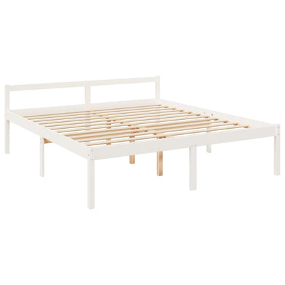 Senior Bed without Mattress White 200x200cm Solid Wood Pine