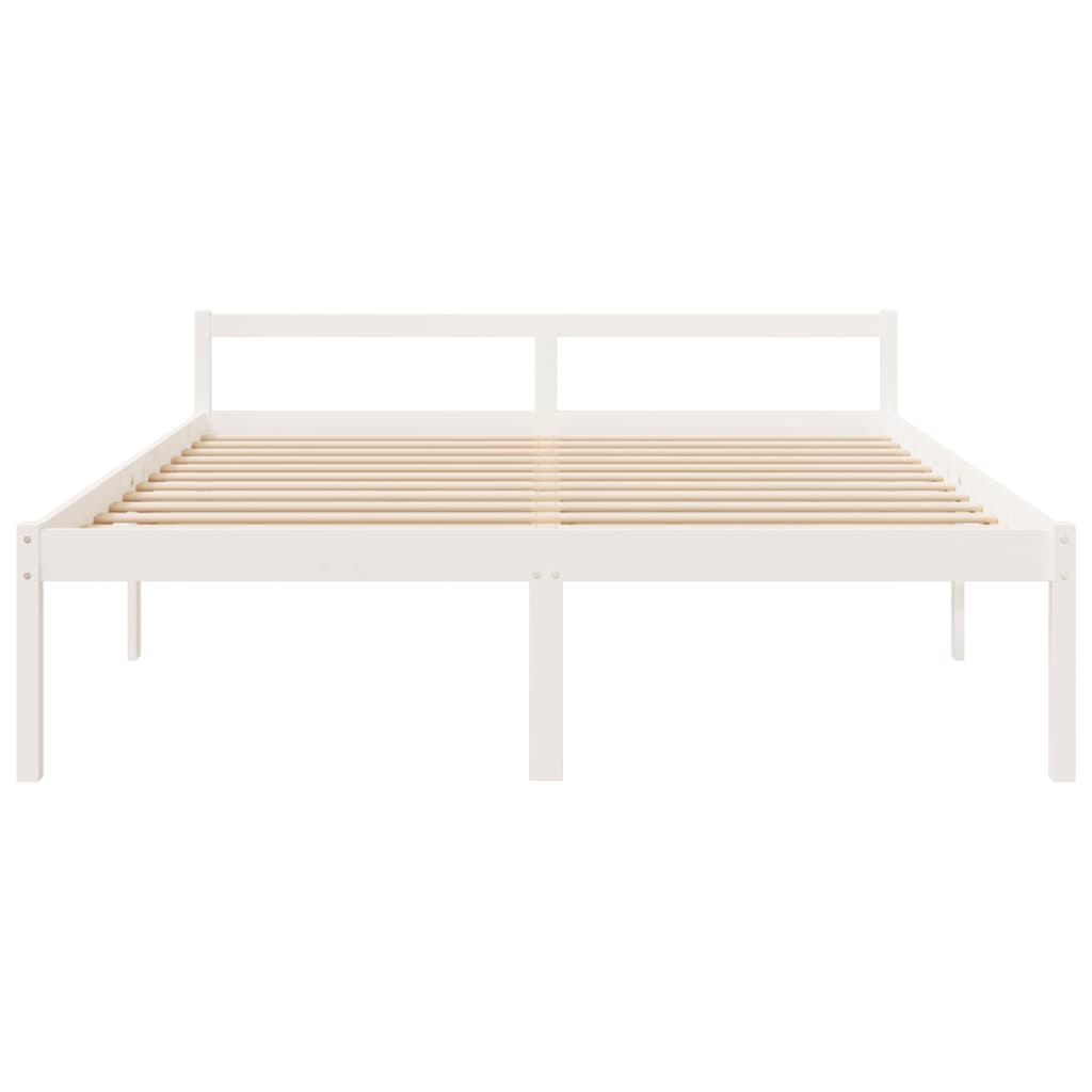 Senior Bed without Mattress White 200x200cm Solid Wood Pine