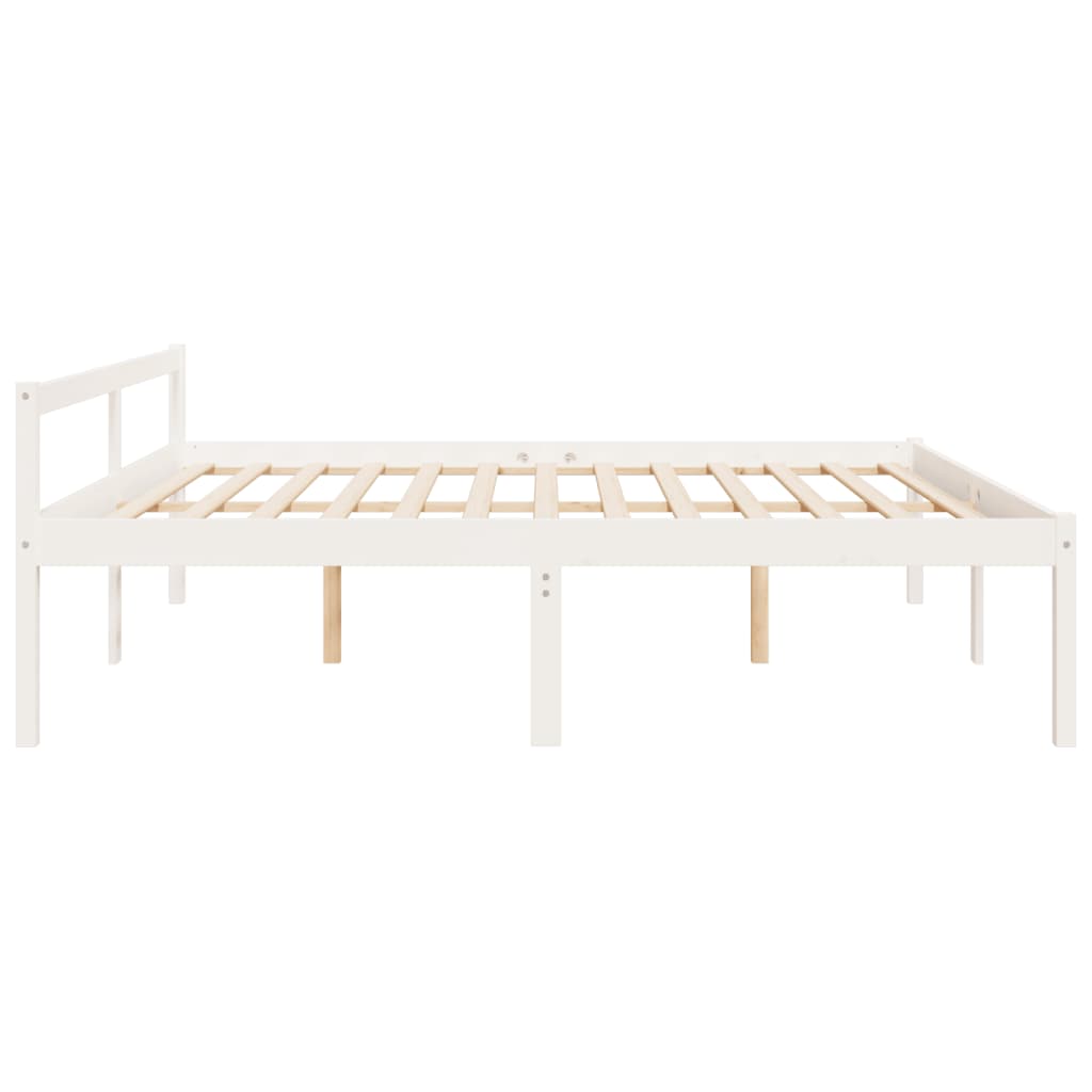 Senior Bed without Mattress White 200x200cm Solid Wood Pine