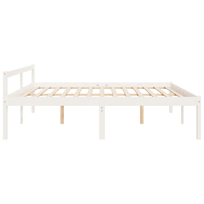 Senior Bed without Mattress White 200x200cm Solid Wood Pine