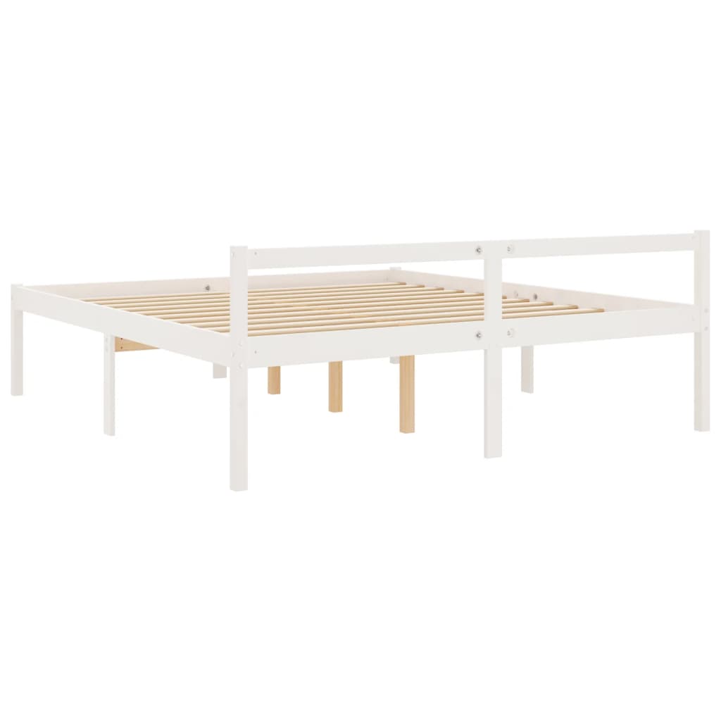 Senior Bed without Mattress White 200x200cm Solid Wood Pine