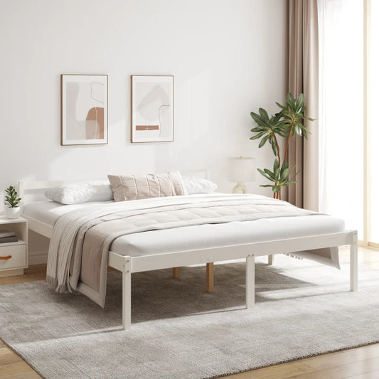 Senior Bed without Mattress White 200x200cm Solid Wood Pine