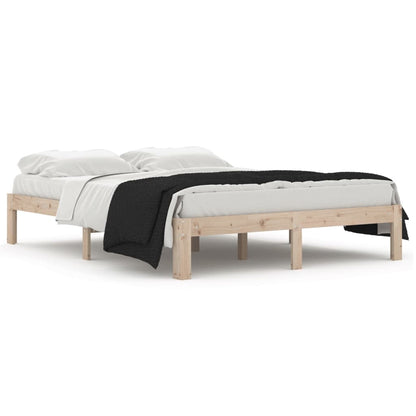 Bed Frame | Natural | Solid Pine Wood | 140x190 cm | Durable | Bed Frame