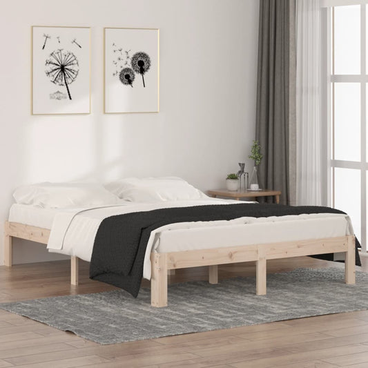 Bed Frame | Natural | Solid Pine Wood | 140x190 cm | Durable | Bed Frame