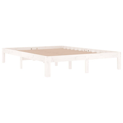 Bed Frame | White | Solid pine wood | 140x190 cm | Wood Grain | Bed Frame