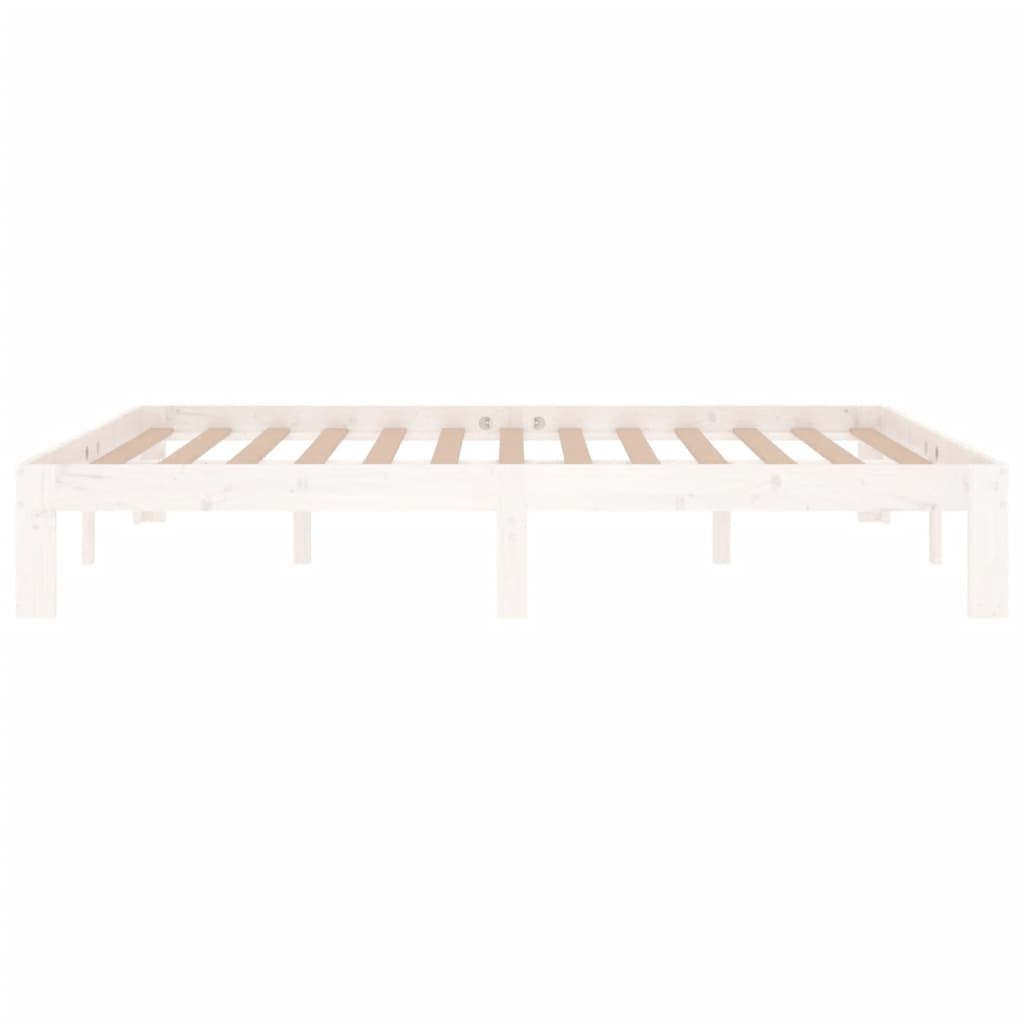 Bed Frame | White | Solid pine wood | 140x190 cm | Wood Grain | Bed Frame