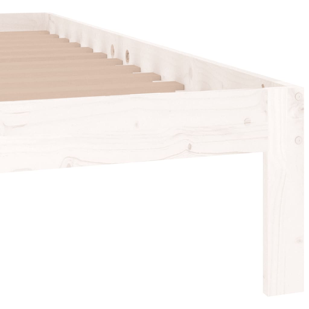 Bed Frame | White | Solid pine wood | 140x190 cm | Wood Grain | Bed Frame