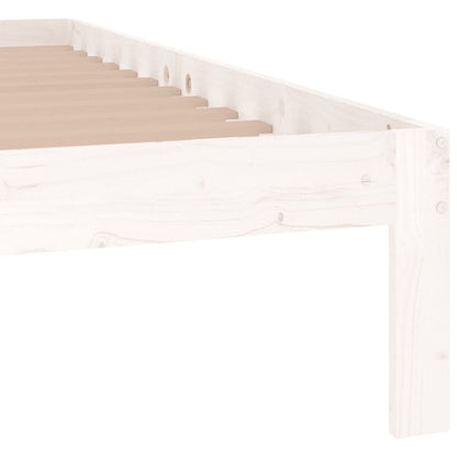Bed Frame | White | Solid pine wood | 140x190 cm | Wood Grain | Bed Frame