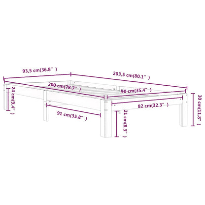 Bed Frame without Mattress Solid Wood Pine 90x200cm
