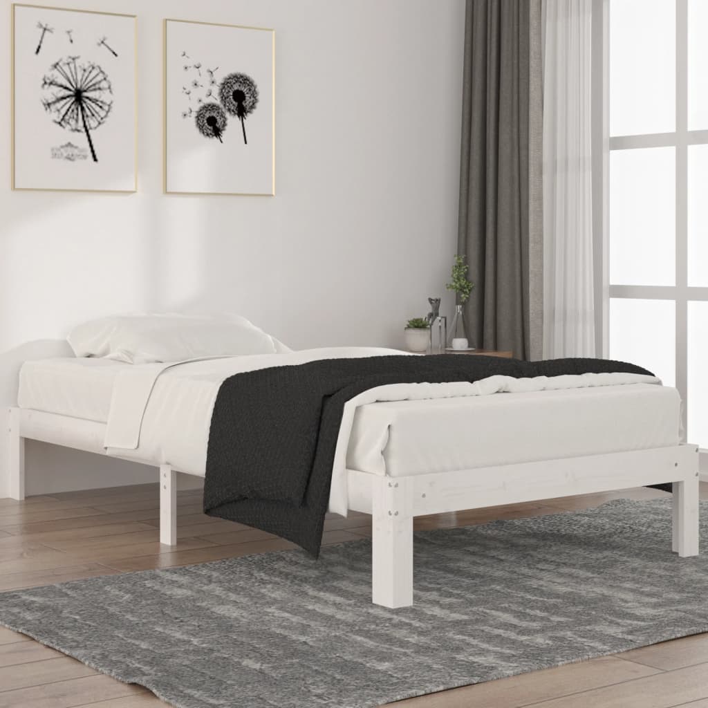 Bed Frame | White | Solid pine wood | Single | Durable | Bed Frame