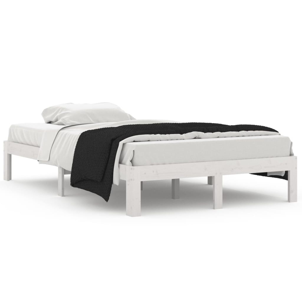 Bed Frame | White | Solid pine wood | 120x200 cm | Durable | Bed Frame