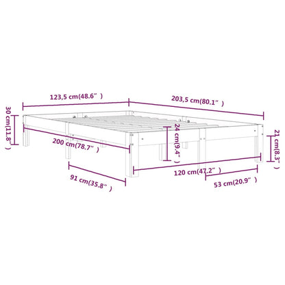 Bed Frame | White | Solid pine wood | 120x200 cm | Durable | Bed Frame