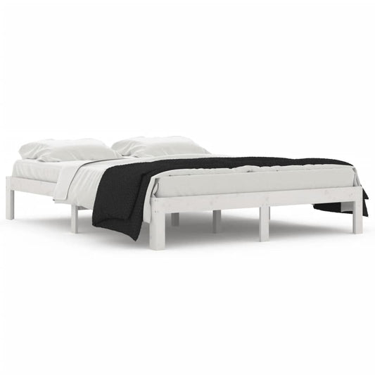 Bed Frame without Mattress White Solid Wood 150x200cm King Size