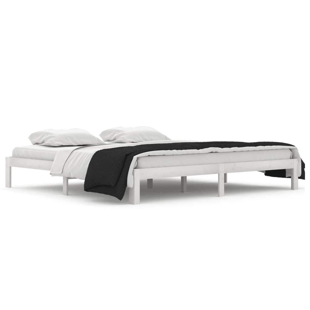 Bed Frame | White | Solid pine wood, Plywood | 200x200 cm | Modern
