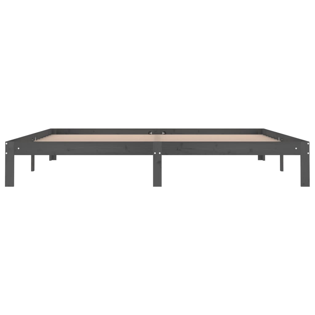 Bed Frame | Grey | Solid pine wood, Plywood slats | Double | Durable