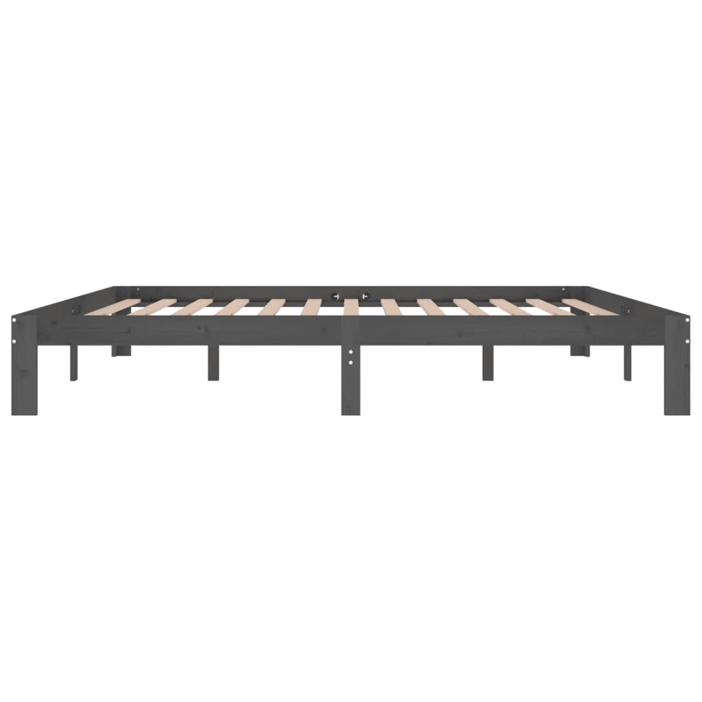 Bed Frame | Grey | Solid pine wood, Plywood slats | Double | Durable