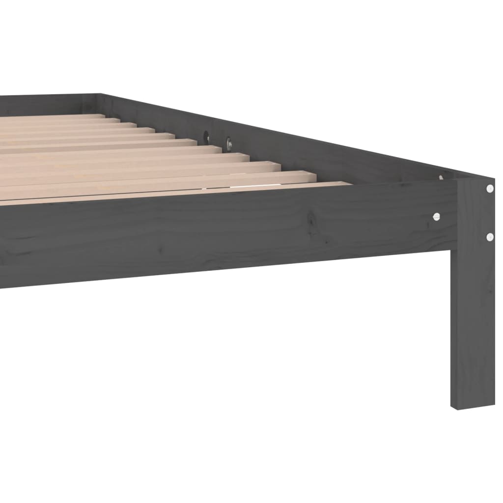 Bed Frame | Grey | Solid pine wood, Plywood slats | Double | Durable