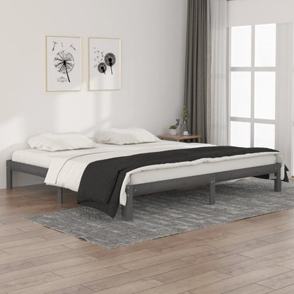 Bed Frame | Grey | Solid pine wood, Plywood slats | Double | Durable