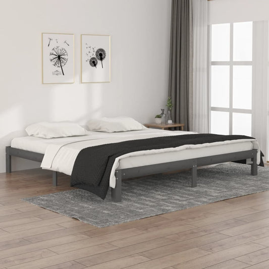 Bed Frame | Grey | Solid pine wood, Plywood slats | Double | Durable