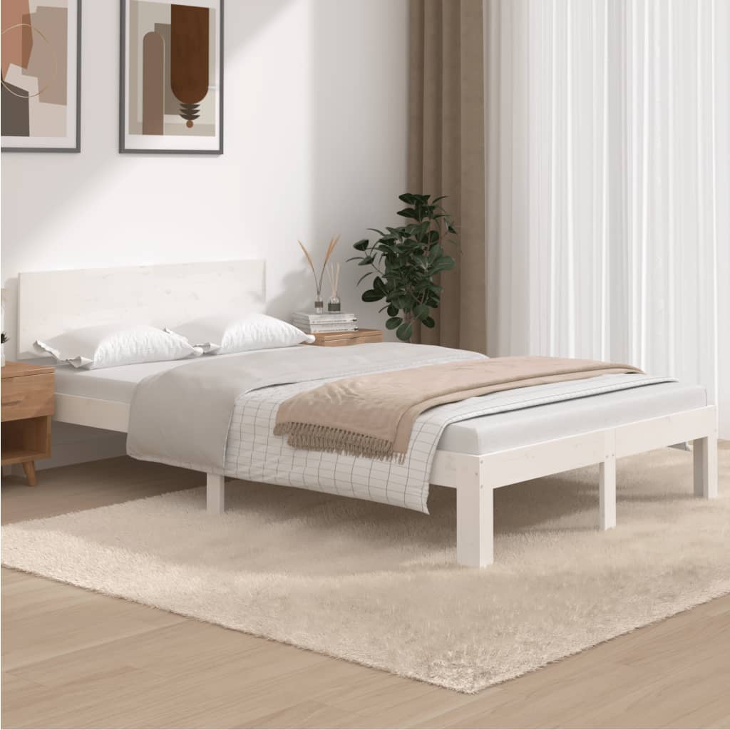 Bed Frame | White | Solid pine wood, plywood slats | 120x200 cm | Tough