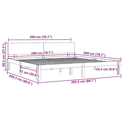 Bed Frame without Mattress Solid Wood Pine 200x200cm