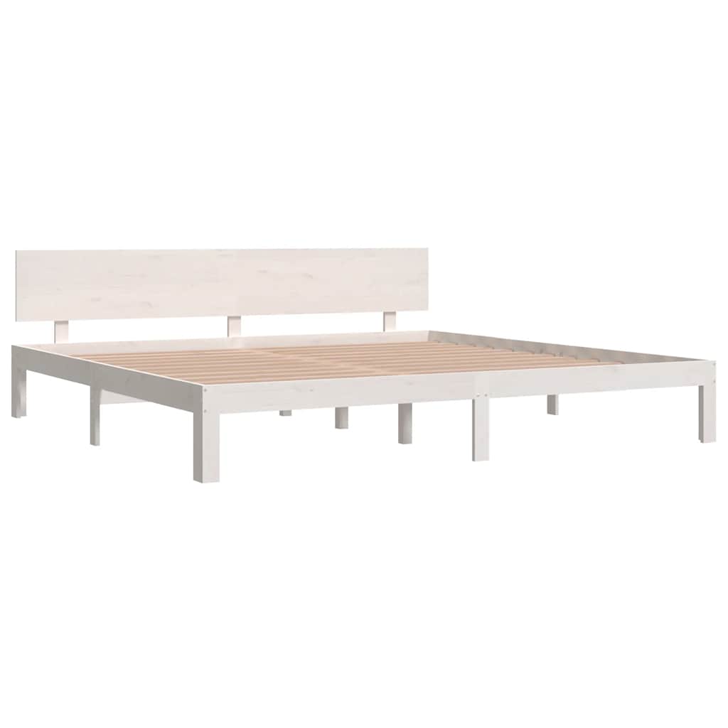 Bed Frame without Mattress White Solid Wood Pine 200x200cm