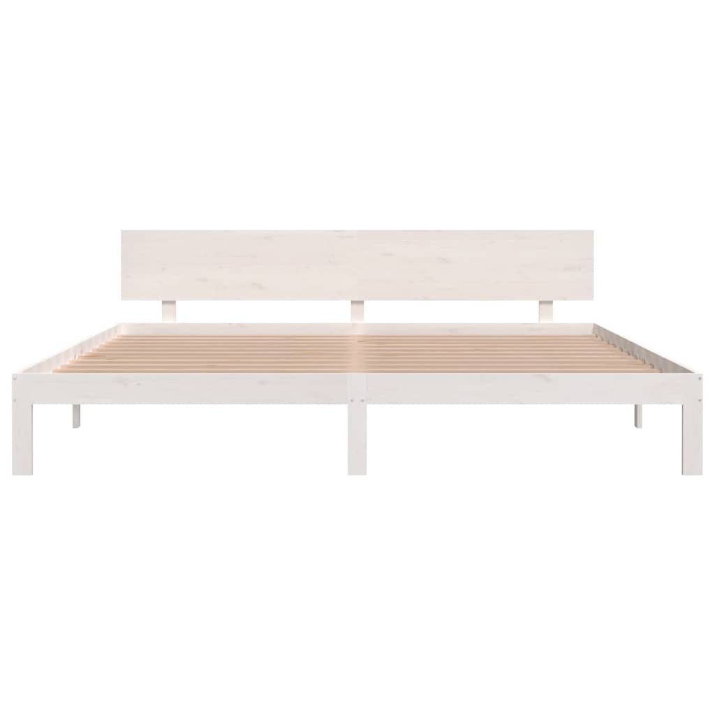 Bed Frame without Mattress White Solid Wood Pine 200x200cm
