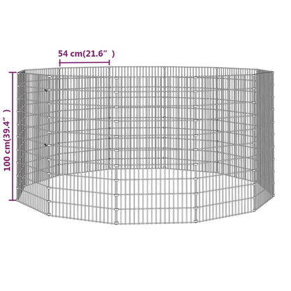 Free Range Animal Enclosure 12-Panel 54x100 cm Galvanised Iron