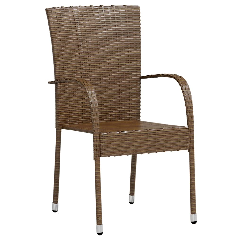 Garden Dining Set | Brown | PE Rattan, Powder-Coated Steel | Medium