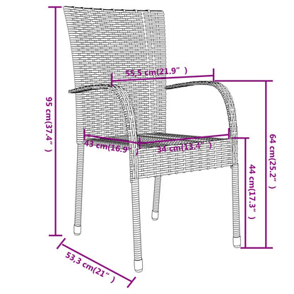 Garden Dining Set | Brown | PE Rattan, Powder-Coated Steel | Medium