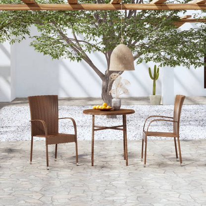Garden Dining Set | Brown | PE Rattan, Powder-Coated Steel | Medium