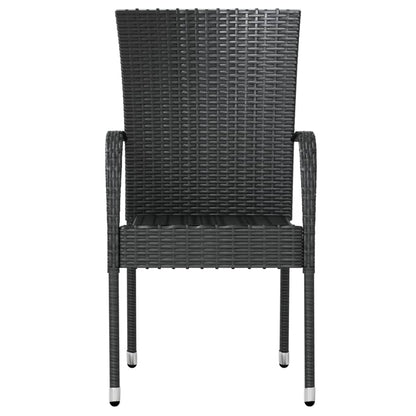 Garden Dining Set | Black | Poly Rattan, Powder-Coated Steel, PP board