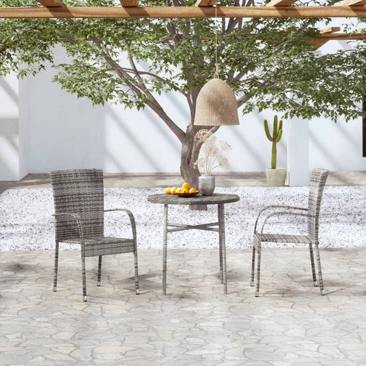 3098029 vidaXL 3 Piece Garden Dining Set Poly Rattan Grey (317176+46464)