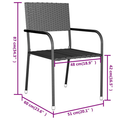 3 Piece Garden Dining Set Poly Rattan Grey