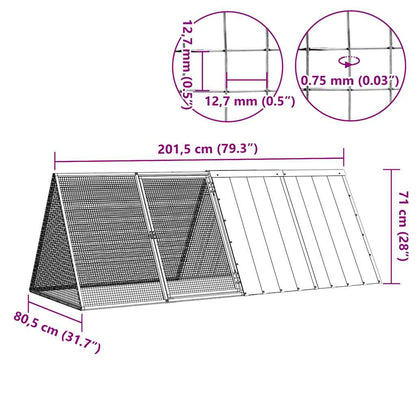 Rabbit Cage Anthracite 201,5x80,5x71 cm Galvanised Steel
