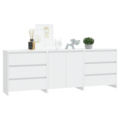 3 Piece Sideboard White Engineered Wood