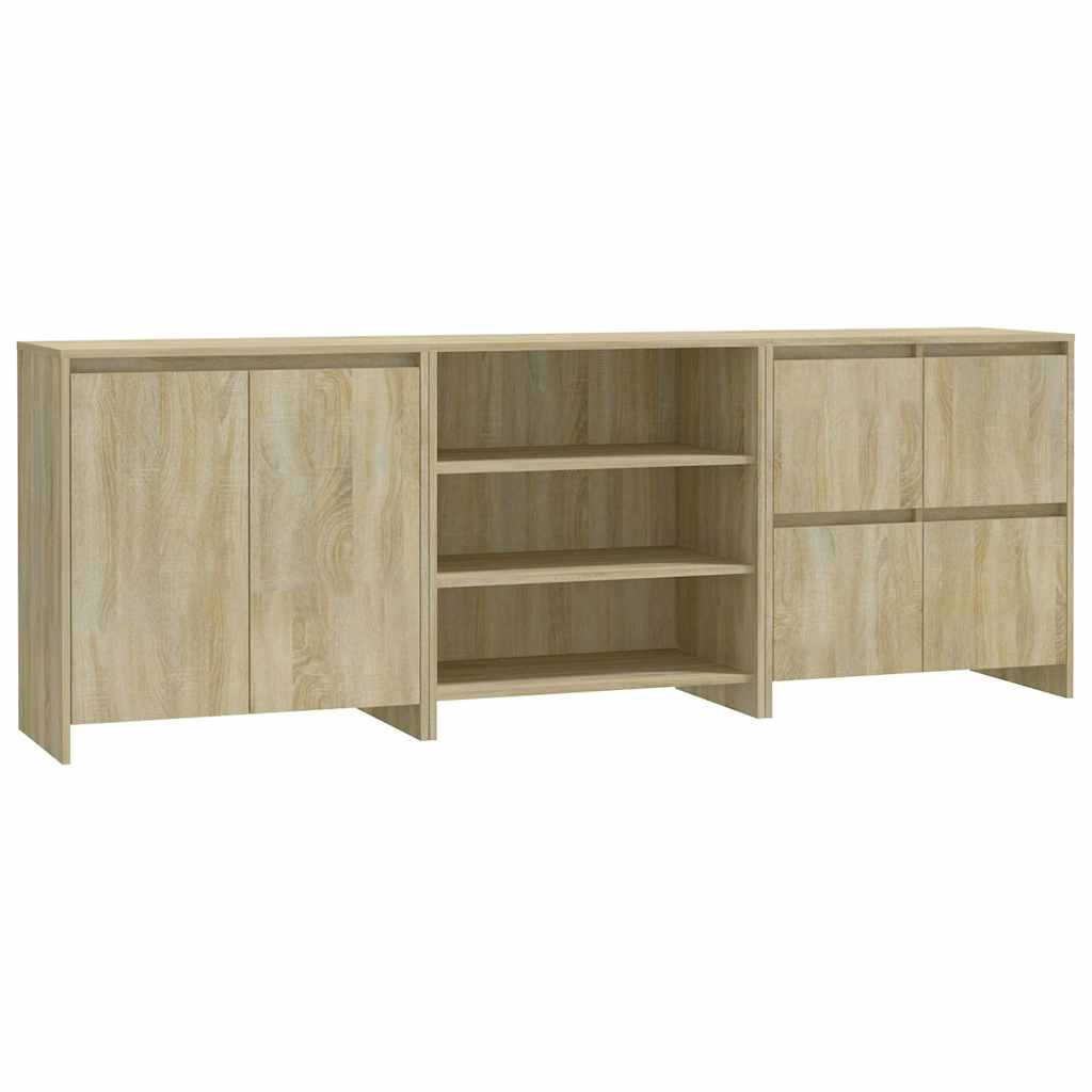 3 Piece Sideboard Sonoma Oak Engineered Wood