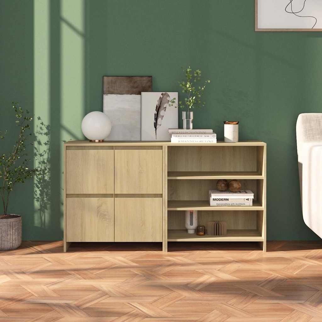 2 Piece Sideboard Sonoma Oak Engineered Wood