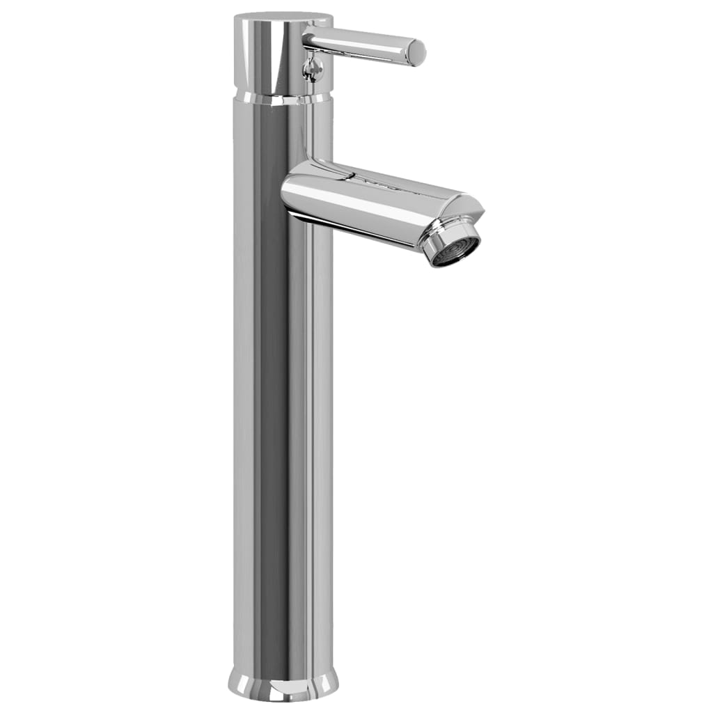 Close-up view of the elegant tap included with the Bathroom Sink with Tap and Push Drain in Black Tempered Glass.