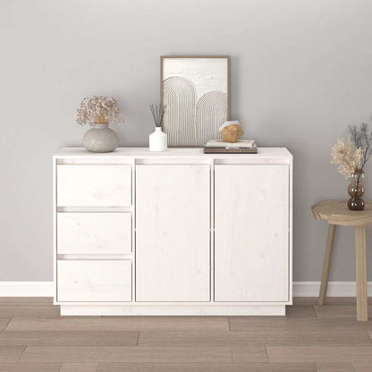 813805 vidaXL Sideboard White 111x34x75 cm Solid Wood Pine