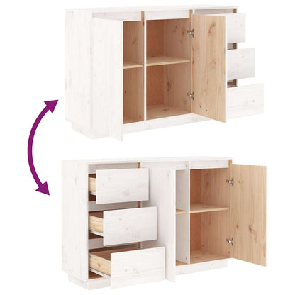 813805 vidaXL Sideboard White 111x34x75 cm Solid Wood Pine