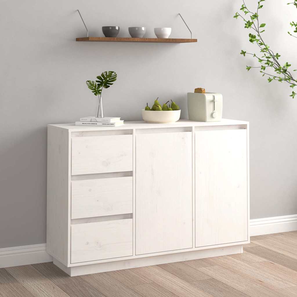 813805 vidaXL Sideboard White 111x34x75 cm Solid Wood Pine
