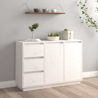 813805 vidaXL Sideboard White 111x34x75 cm Solid Wood Pine