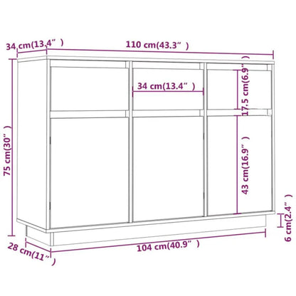 Sideboard 111x36x75 cm Solid Wood Pine